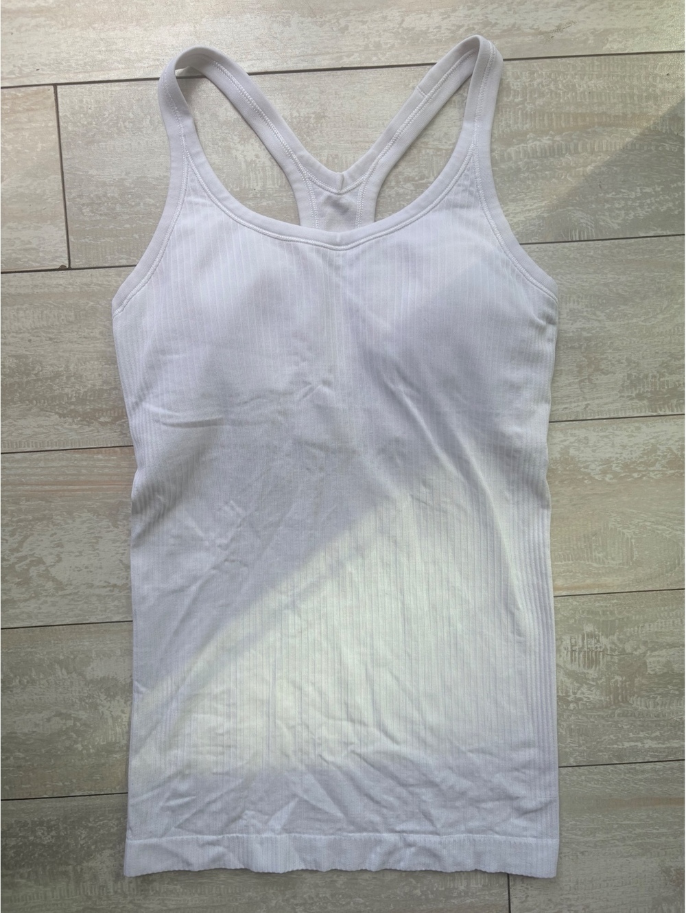 Lululemon White Ribbed Racerback Tank Top Built In Bra Size 4 - Picture 2 of 8